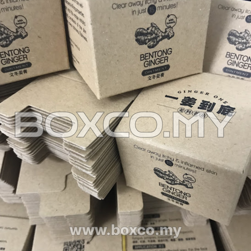 Cetak kotak medecine balm ginger using kraft material custom box printing malaysia by BOXCO Malaysia