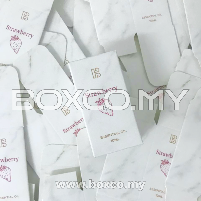 Cetak kotak minyak essential oil strawberry custom box printing malaysia by BOXCO Malaysia