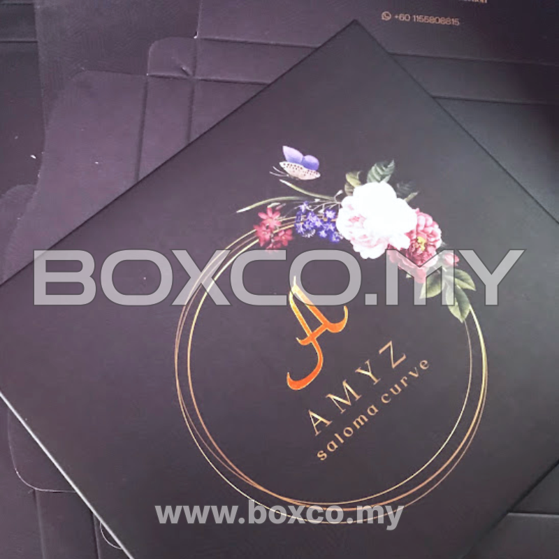 Cetak kotak tudung scarf gold custom box printing malaysia by BOXCO Malaysia