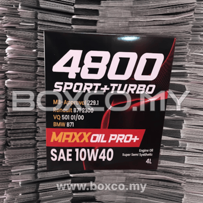 Cetak kotak automotive sylinder oil car custom box printing malaysia by BOXCO Malaysia