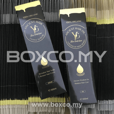 Cetak kotak hair serum tuck end custom box printing malaysia by BOXCO Malaysia