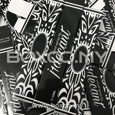 Cetak kotak perfume black and white pattern custom box printing malaysia by BOXCO Malaysia