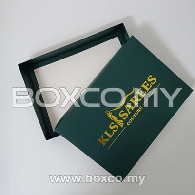 gold foil saree lid and base box open view